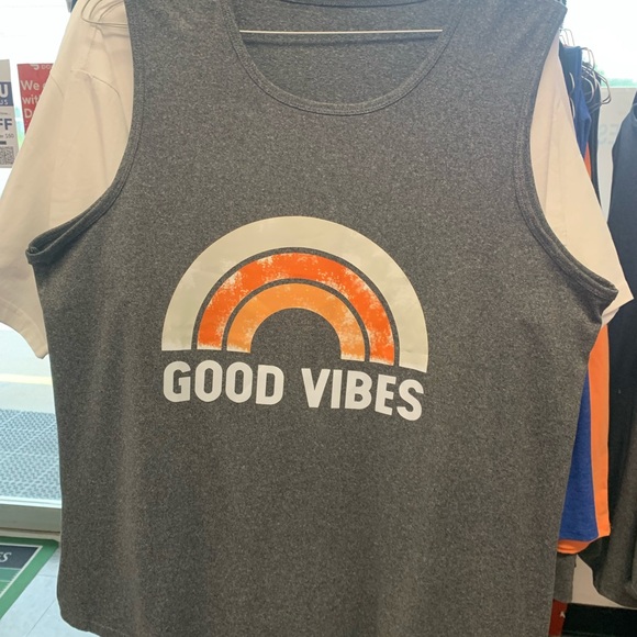 Tops - Gray Tank Top with Good Vibes Print